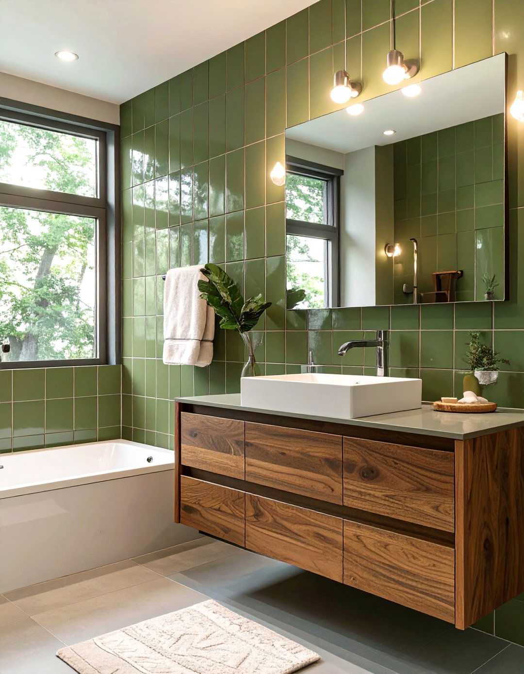 The Mid Century Modern Bathroom with Stacked Tiles - 30 bathroom tile inspiration