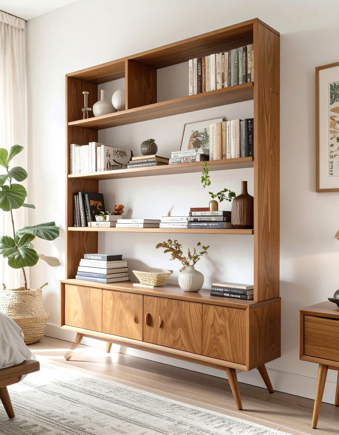 The Mid Century Modern Bedroom Bookshelf - 30 bedroom bookshelf ideas