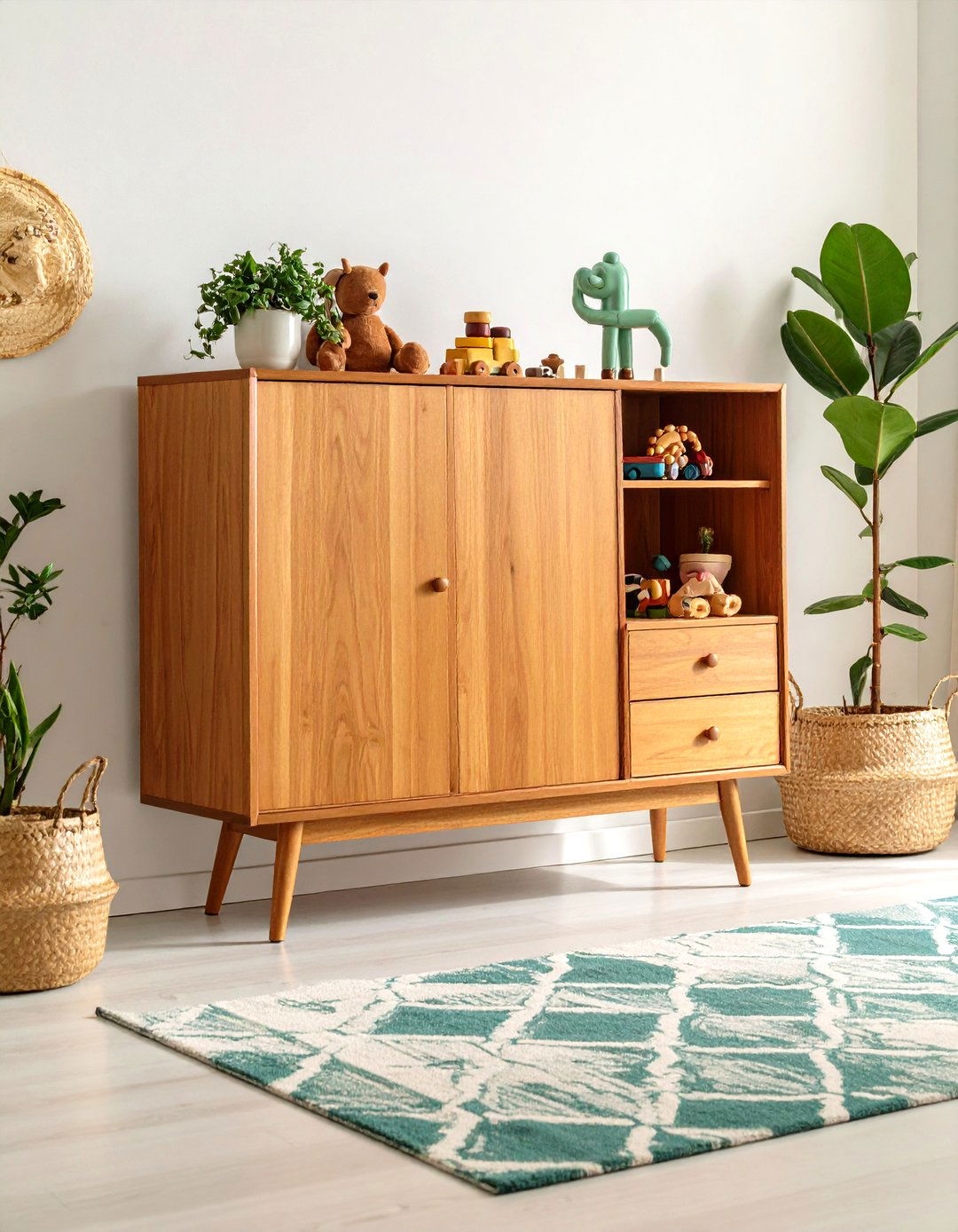 The Mid Century Modern Cabinet - 30 living room toy storage ideas