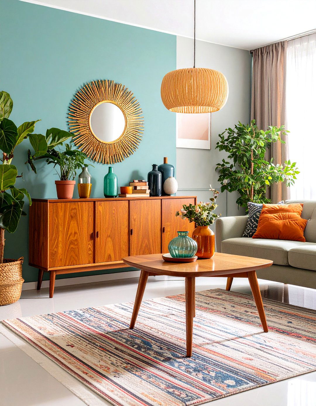 The Mid Century Modern Console Bar - 30 living room bar ideas