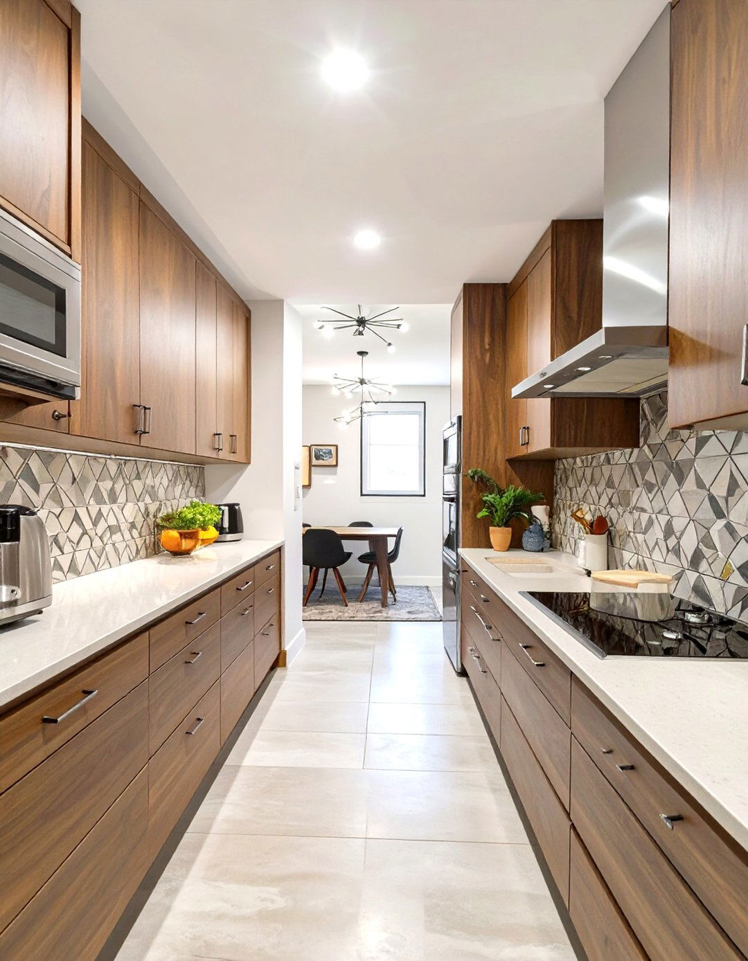 The Mid Century Modern Galley Kitchen - 30 basement kitchen ideas