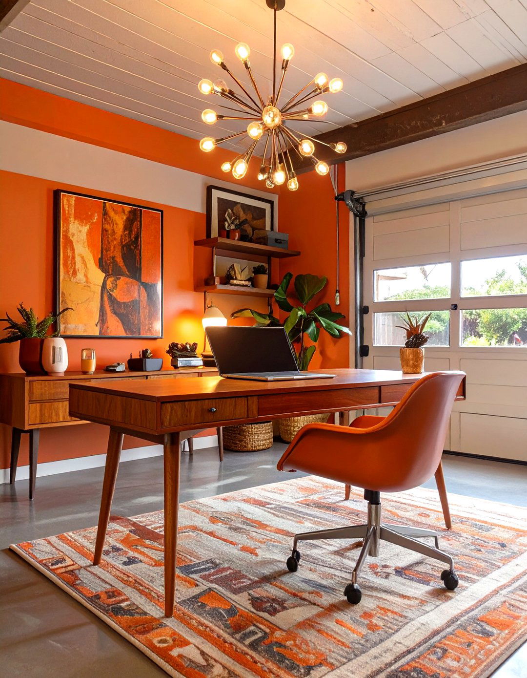 The Mid Century Modern Garage Office - 30 garage office ideas
