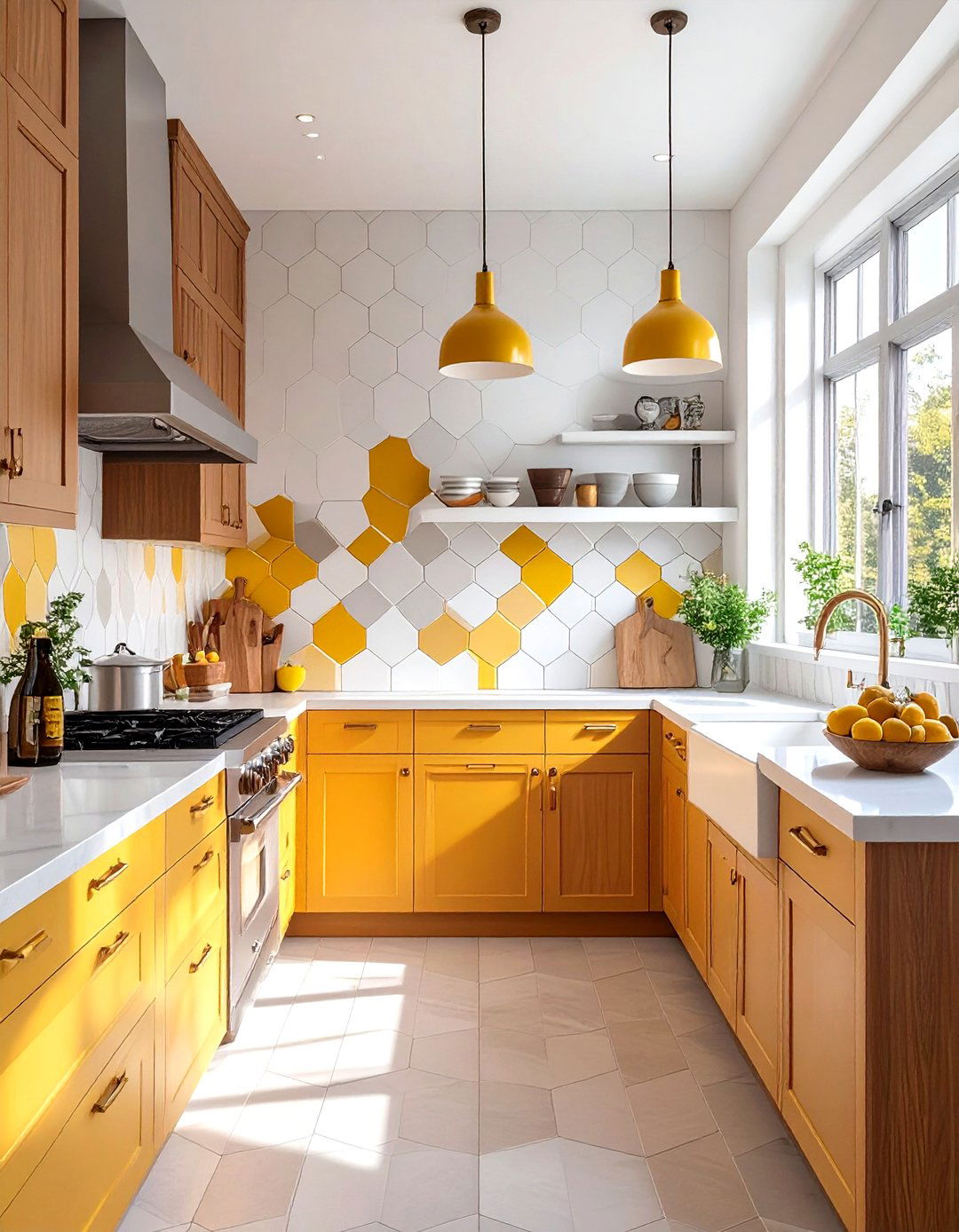 The Mid Century Modern Geometric Kitchen - 30 modern kitchen backsplash ideas