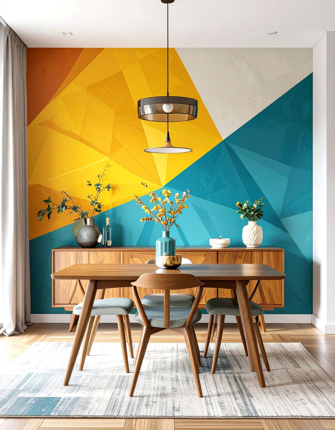 The Mid Century Modern Geometric Mural - 30 home wall decor ideas