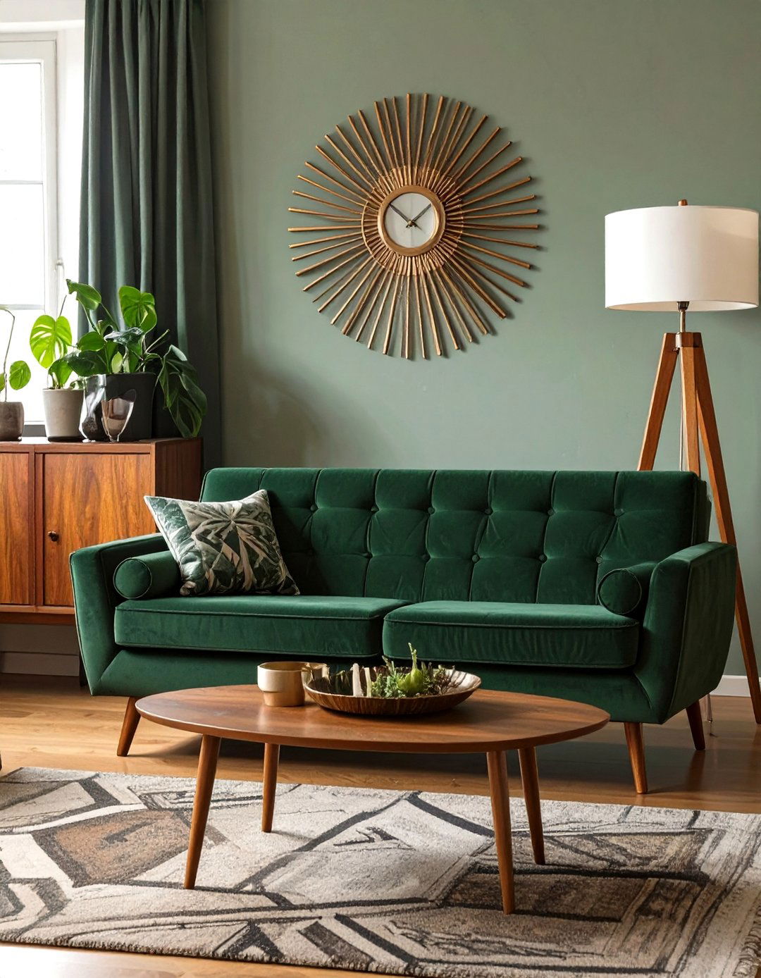 The Mid Century Modern Living Room - 30 dark green sofa living room ideas