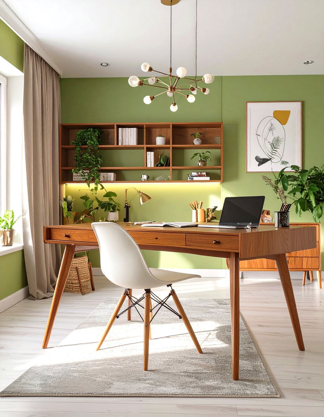 The Mid Century Modern Office - 30 creative small office interior design ideas