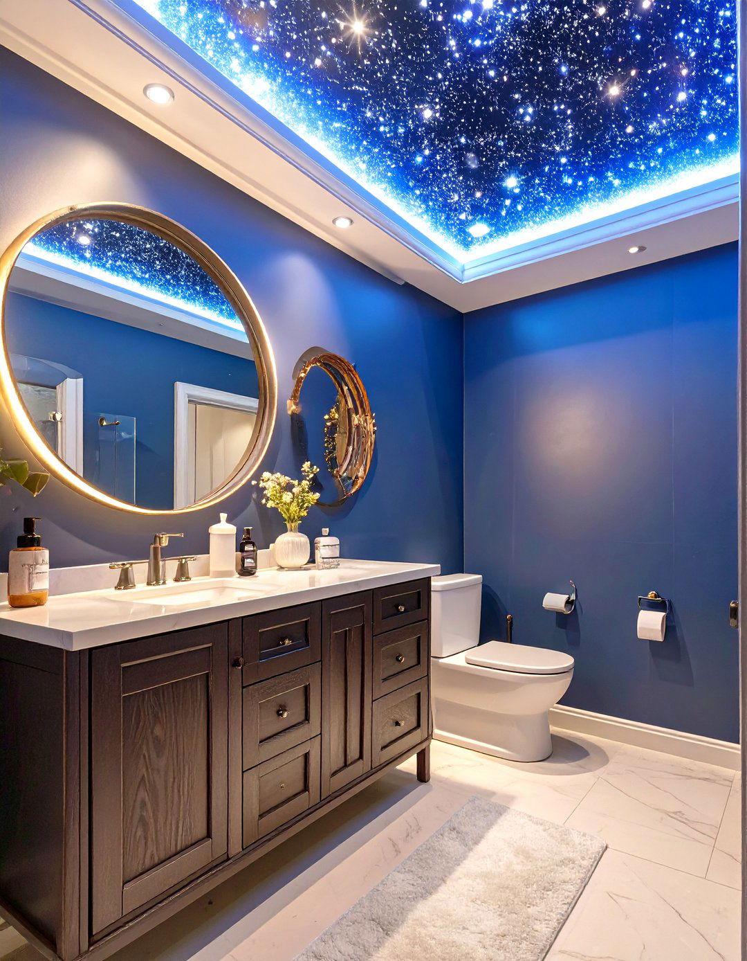 The Midnight Blue Celestial Bathroom - 30 moody bathroom ideas
