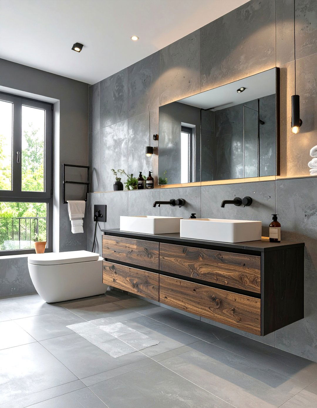 The Minimalist Bathroom with Concrete Look Tiles - 30 bathroom tile inspiration