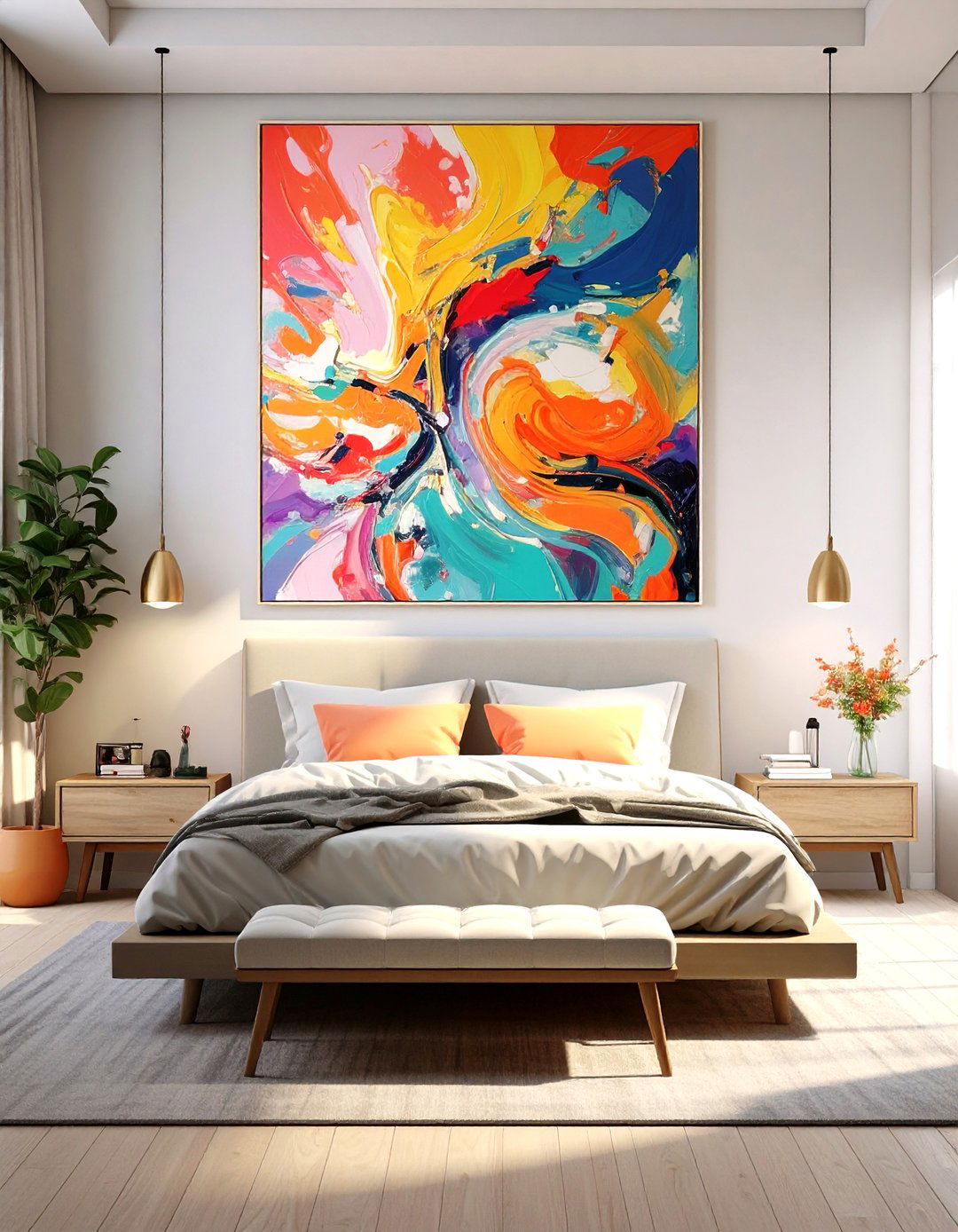 The Minimalist Bedroom with a Statement Art Piece - 30 minimalist bedroom ideas