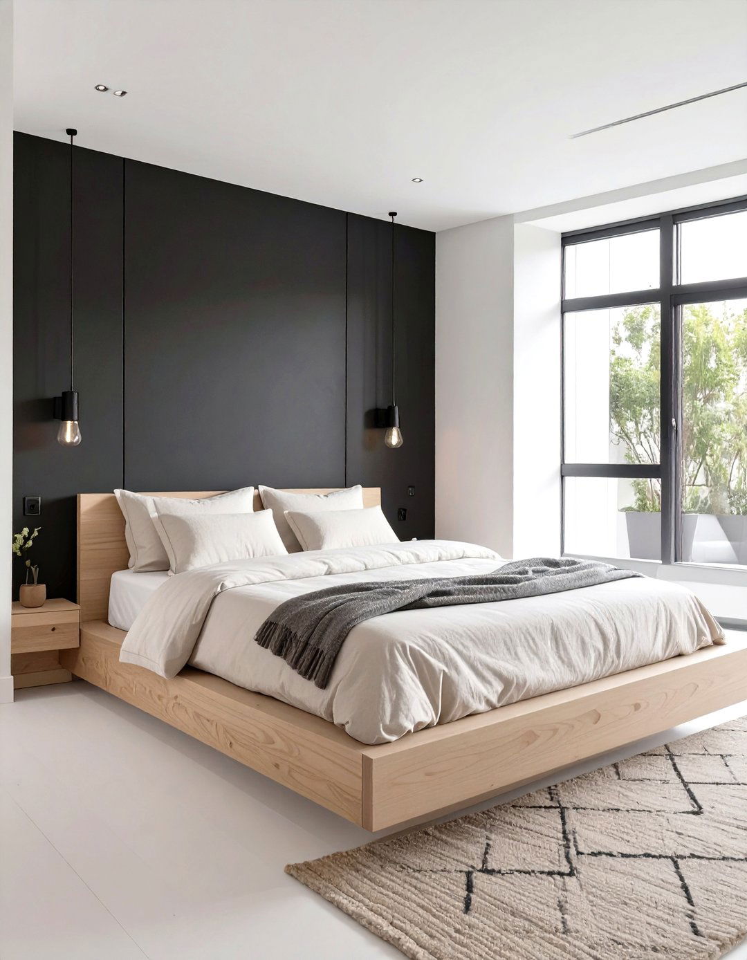 The Minimalist Black Accent Wall Bedroom - 30 neutral and black bedroom ideas