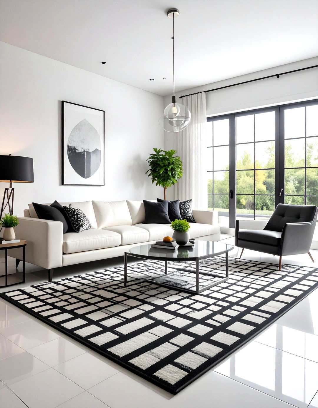 The Minimalist Black and White Rug - 30 living room rug ideas