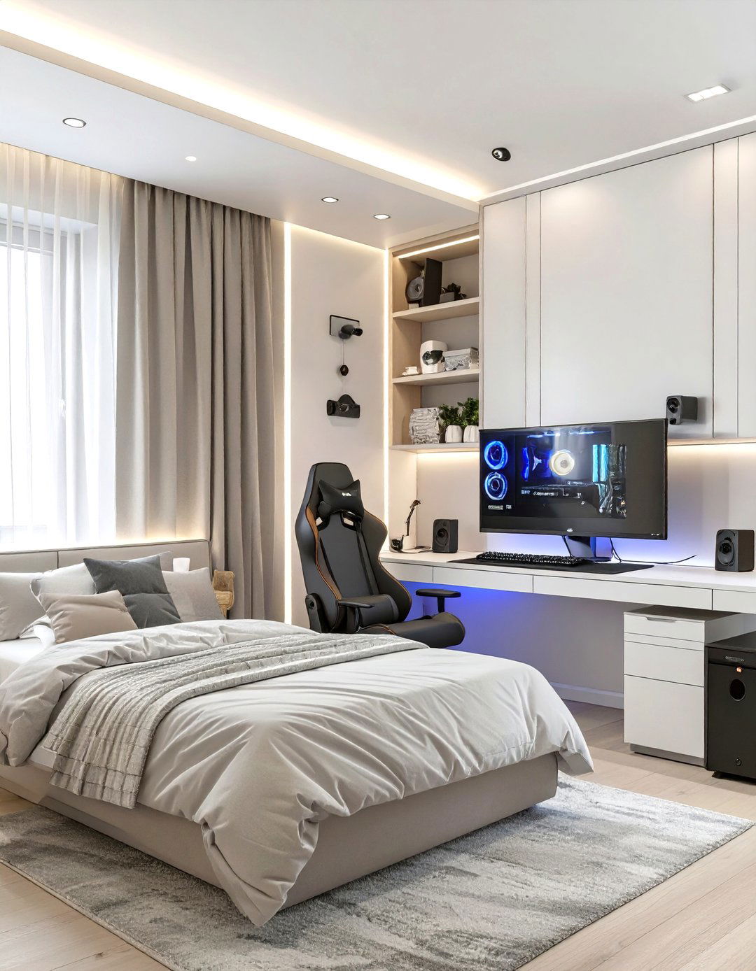 The Minimalist Command Center Bedroom - 30 boys gaming bedroom ideas