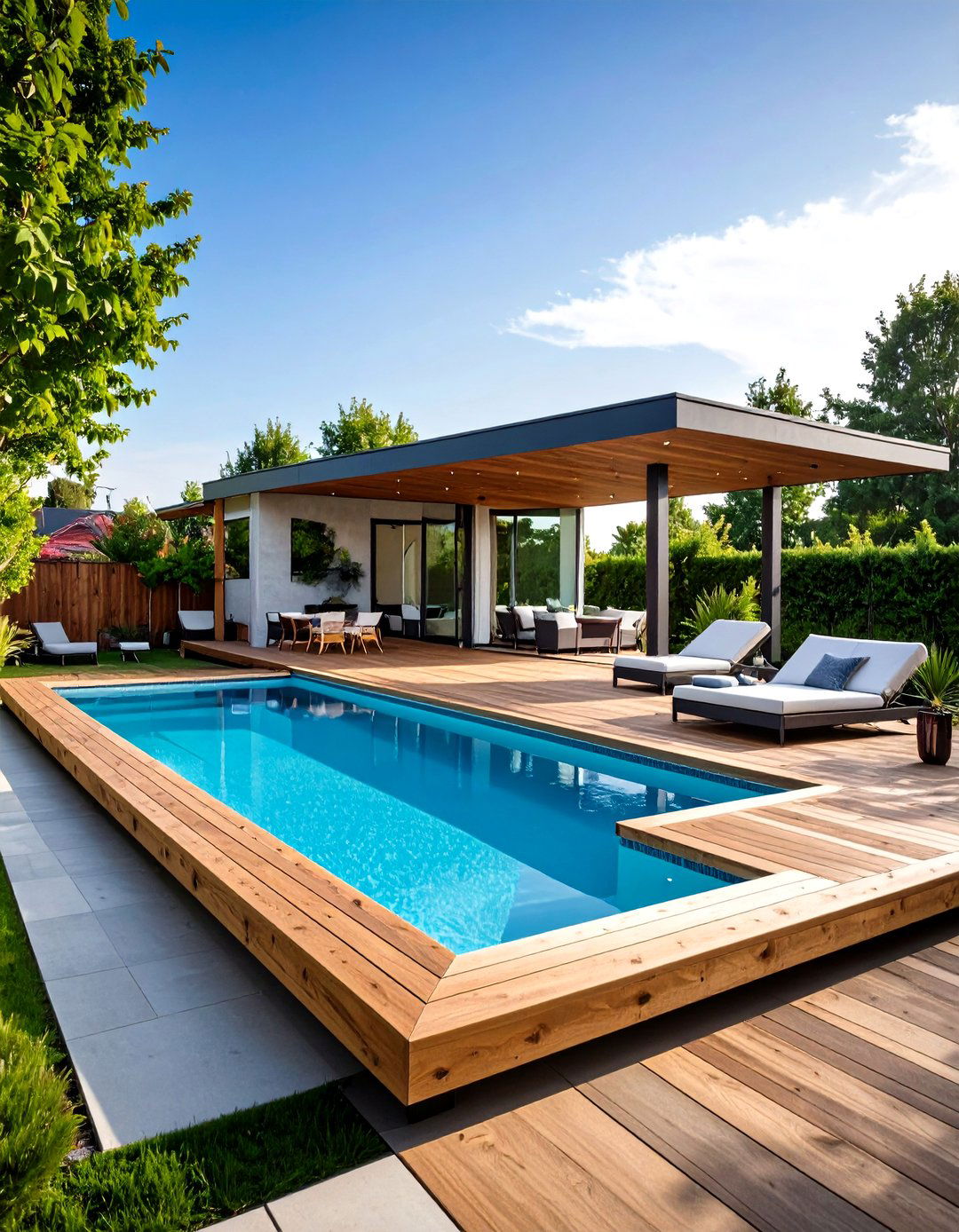 The Minimalist Concrete Pier Deck - 30 diy above ground pool deck ideas on a budget