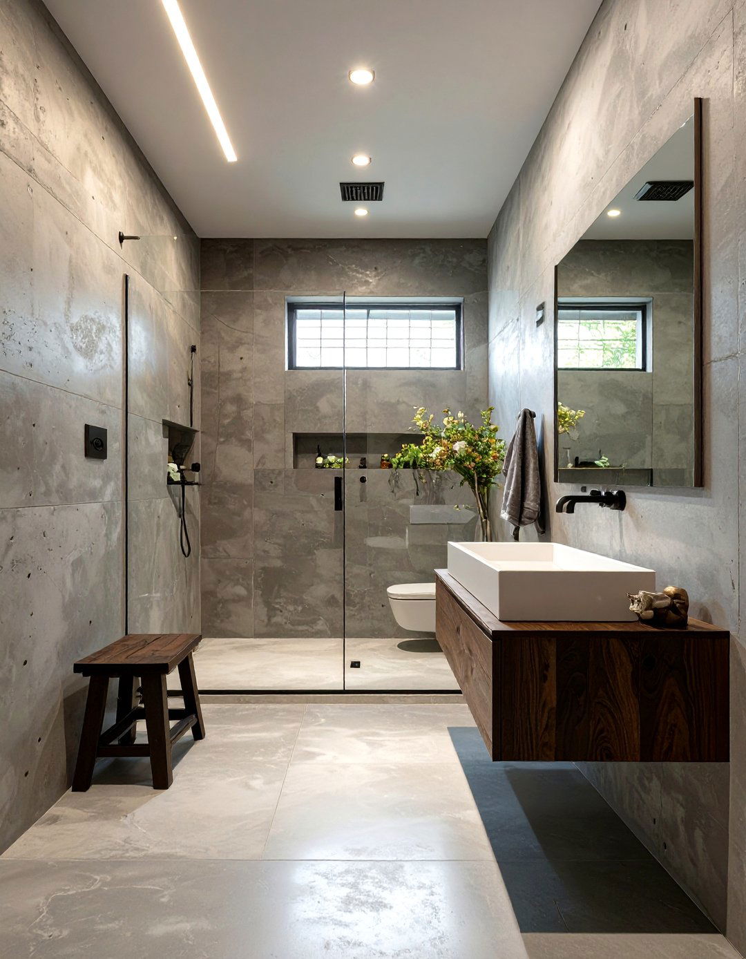 The Minimalist Concrete Sanctuary Bathroom - 30 industrial bathroom ideas