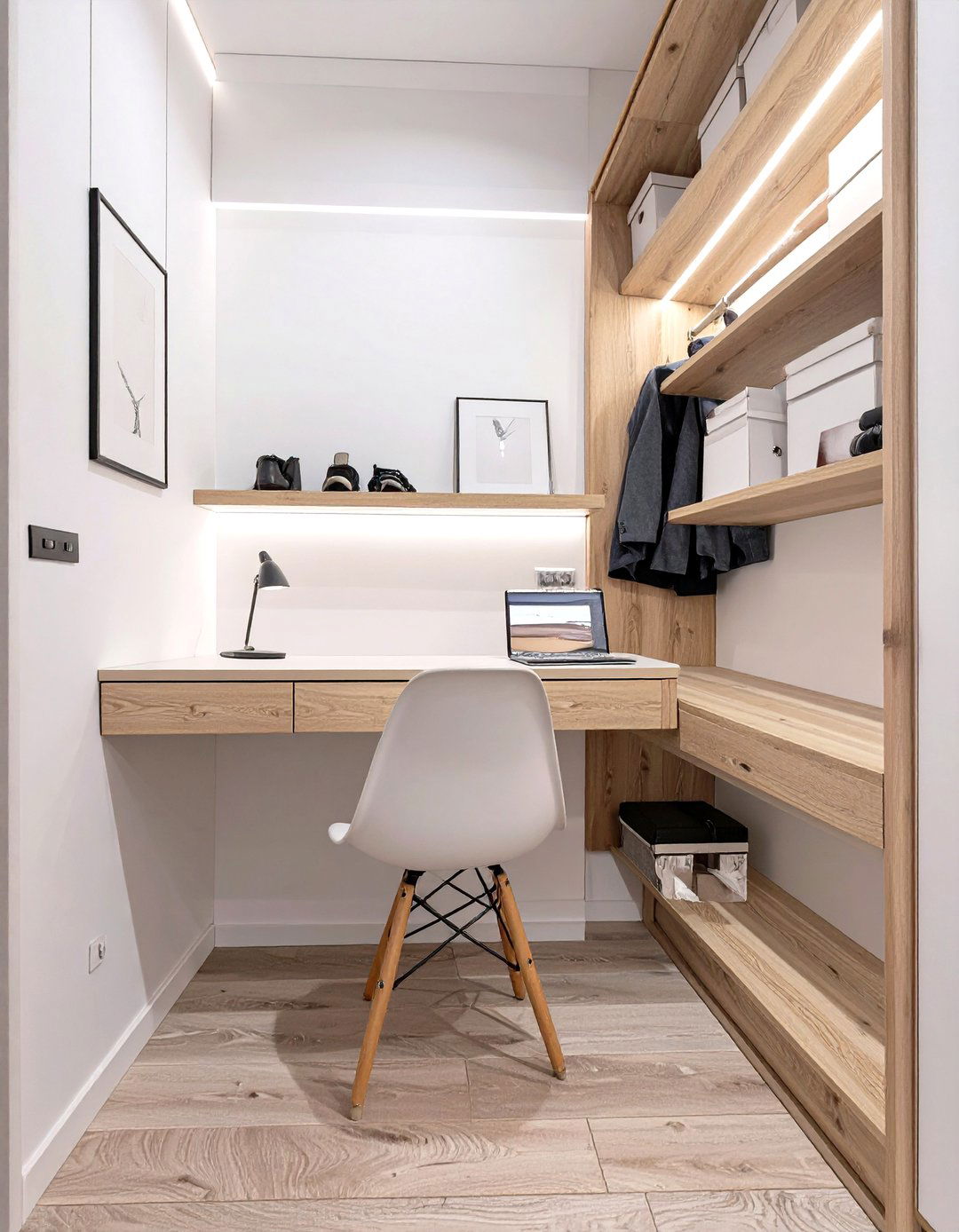 The Minimalist Floating Desk Nook - 30 closet desk ideas