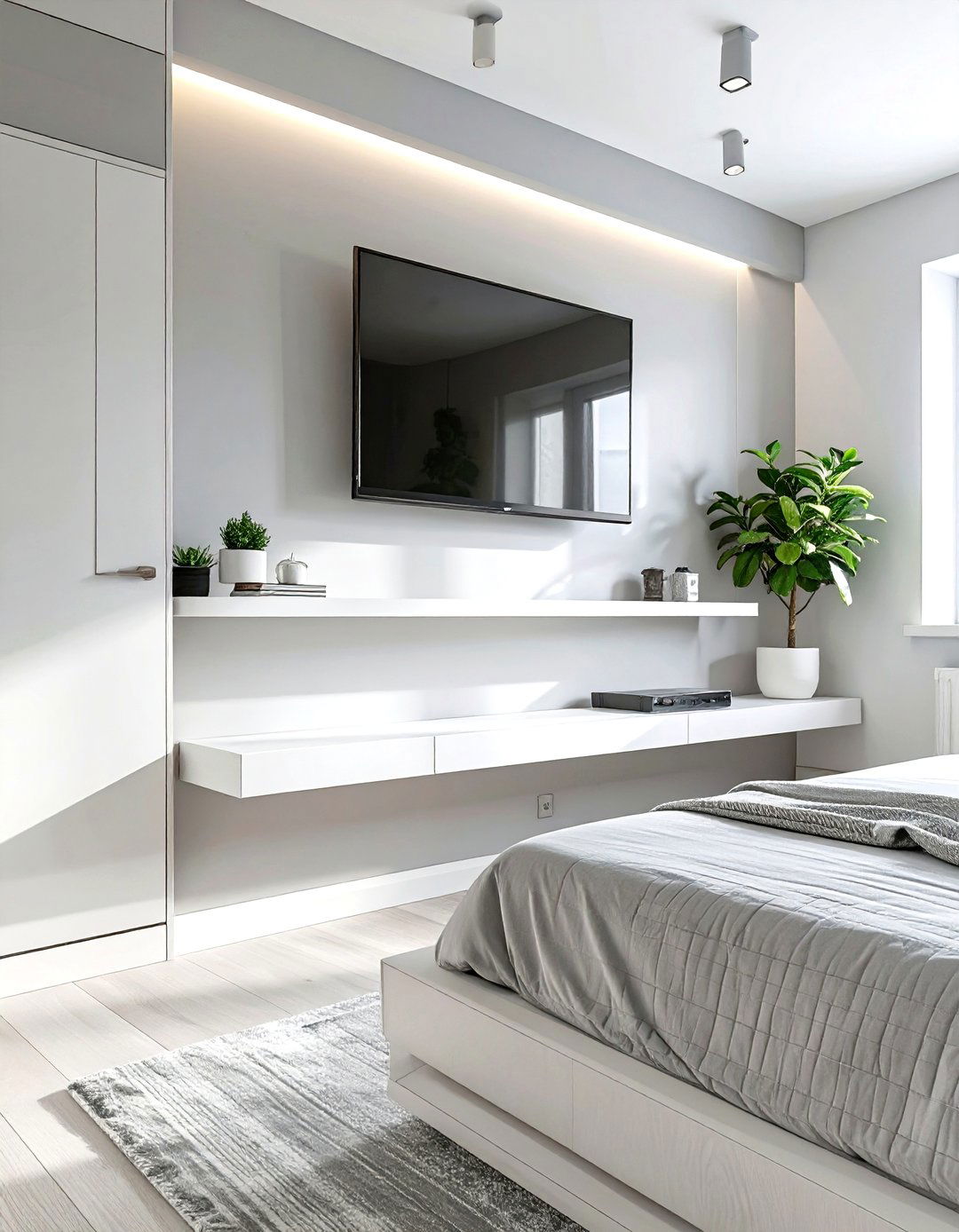 The Minimalist Floating Shelf Bedroom - 30 broom tv ideas