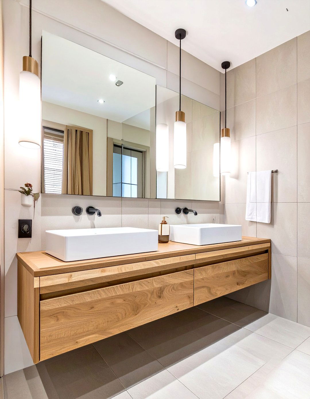 The Minimalist Floating Vanity Bathroom - 30 double sink bathroom ideas