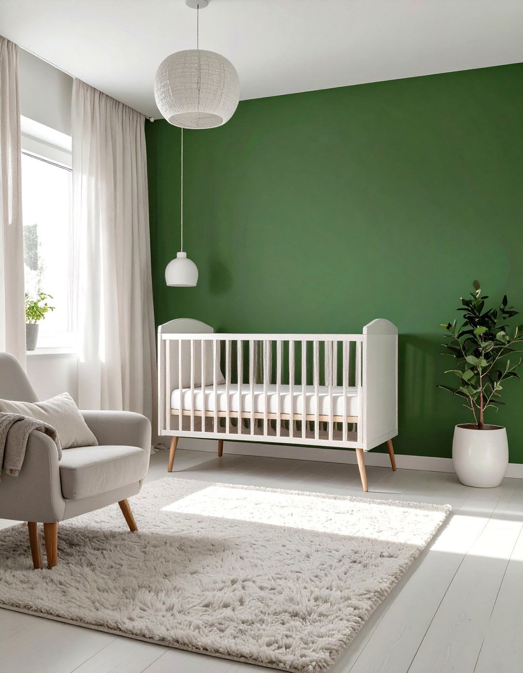 The Minimalist Forest Green Accent Nursery - 30 green nursery ideas