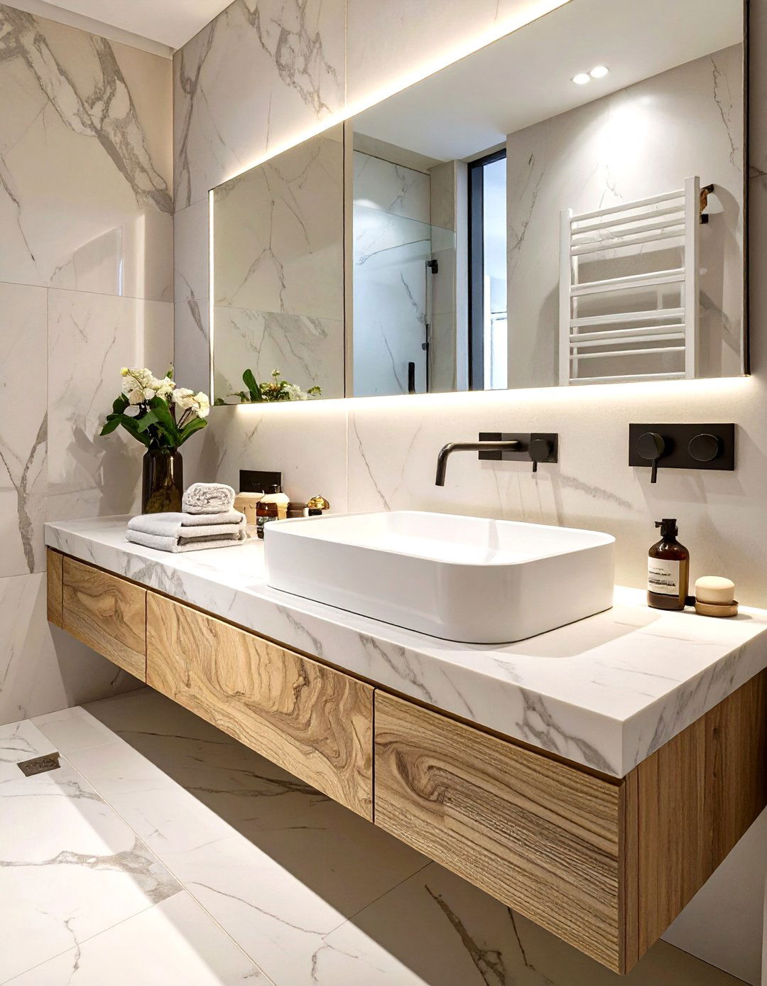 The Minimalist Integrated Marble Bathroom Sink - 30 bathroom sink ideas