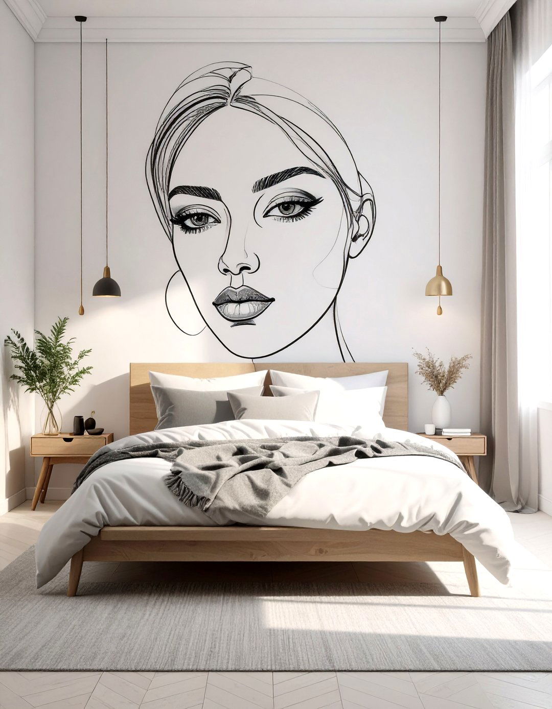 The Minimalist Line Art Mural - 30 ideas for wall decor
