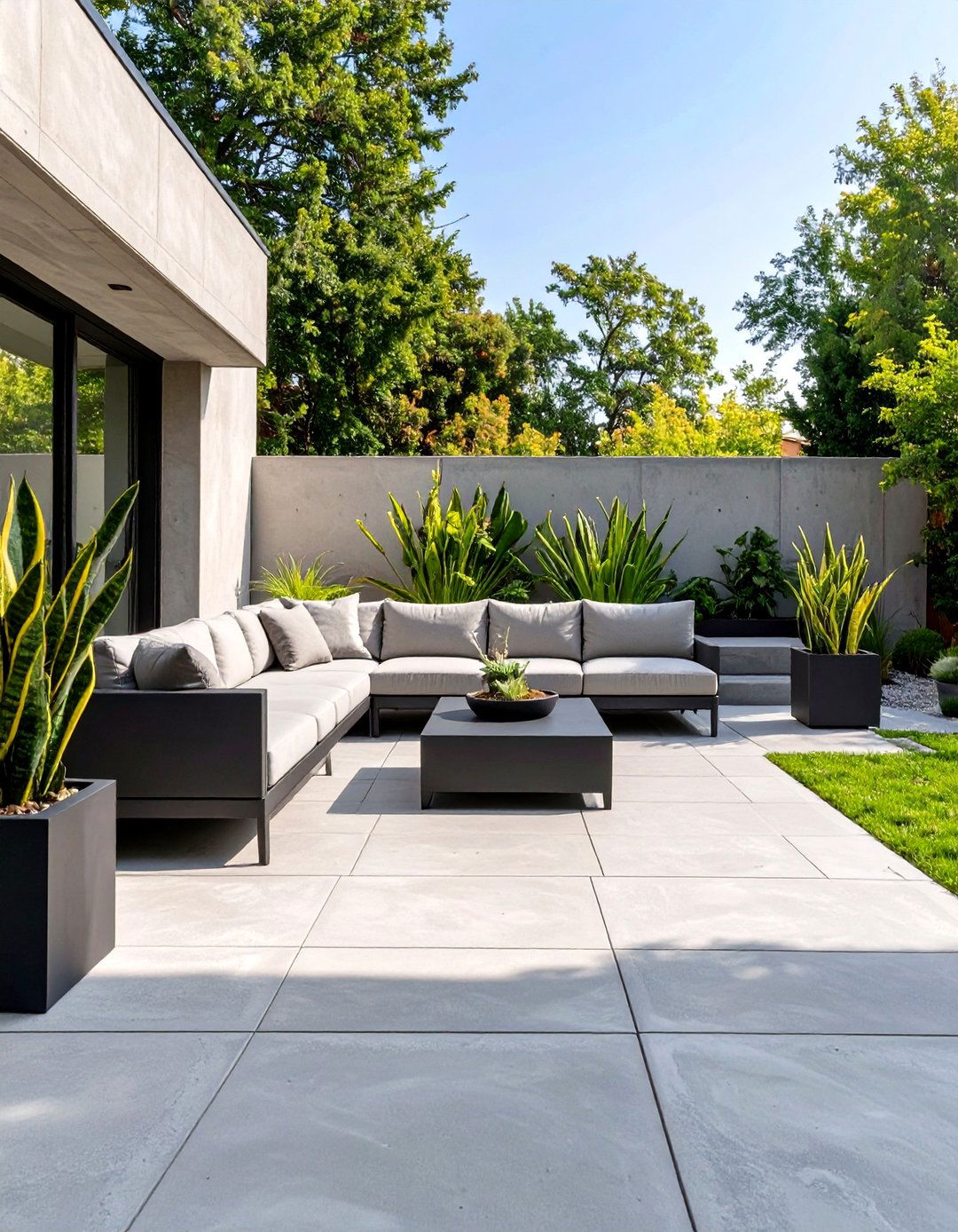The Minimalist Monochrome Concrete Patio - 30 modern concrete patio ideas