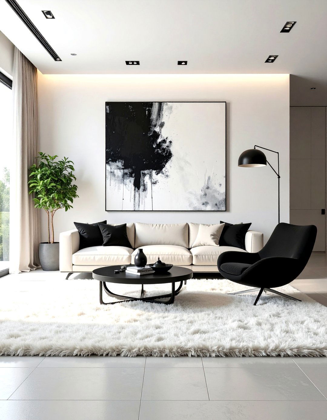 The Minimalist Monochrome Family Room - 30 family room furniture ideas