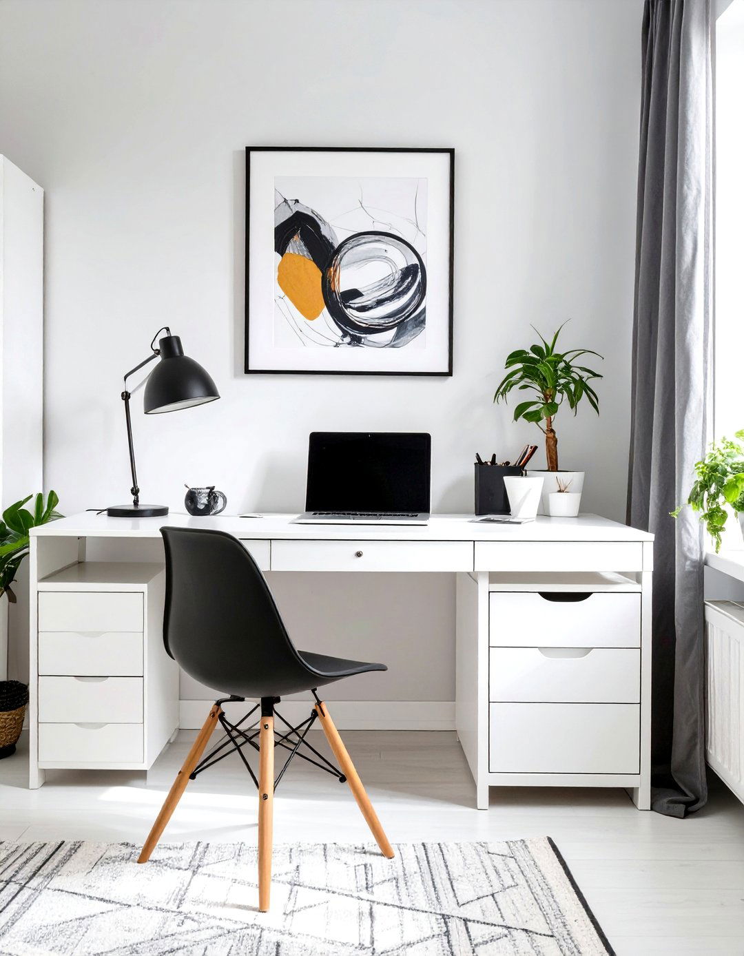 The Minimalist Monochrome Home Office - 30 home office organization ideas