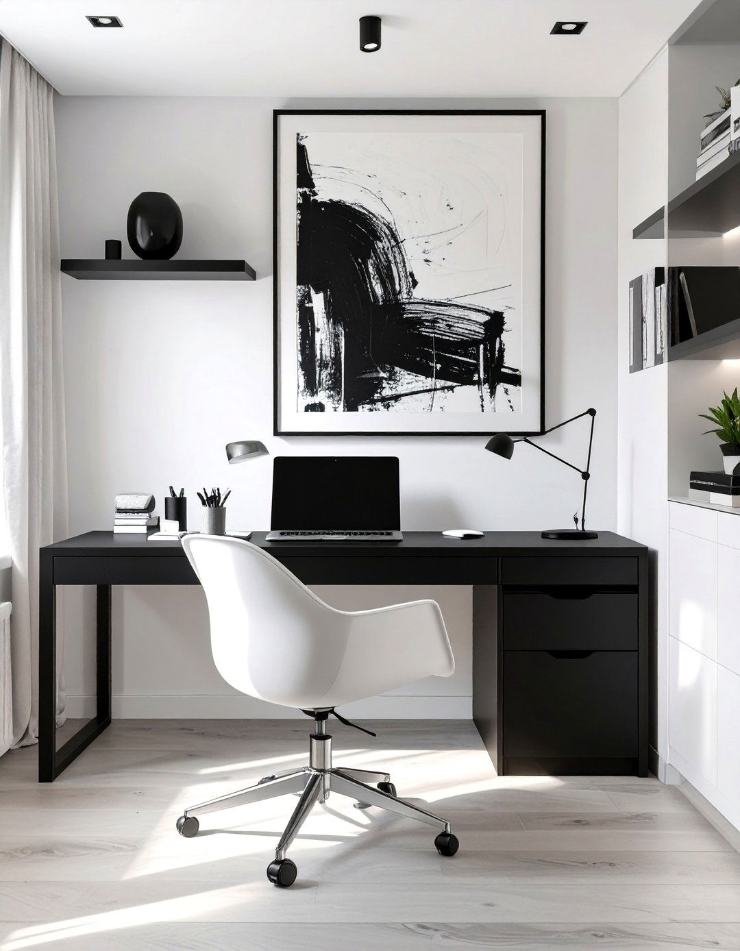 The Minimalist Monochrome Scheme - 30 home office ideas for her