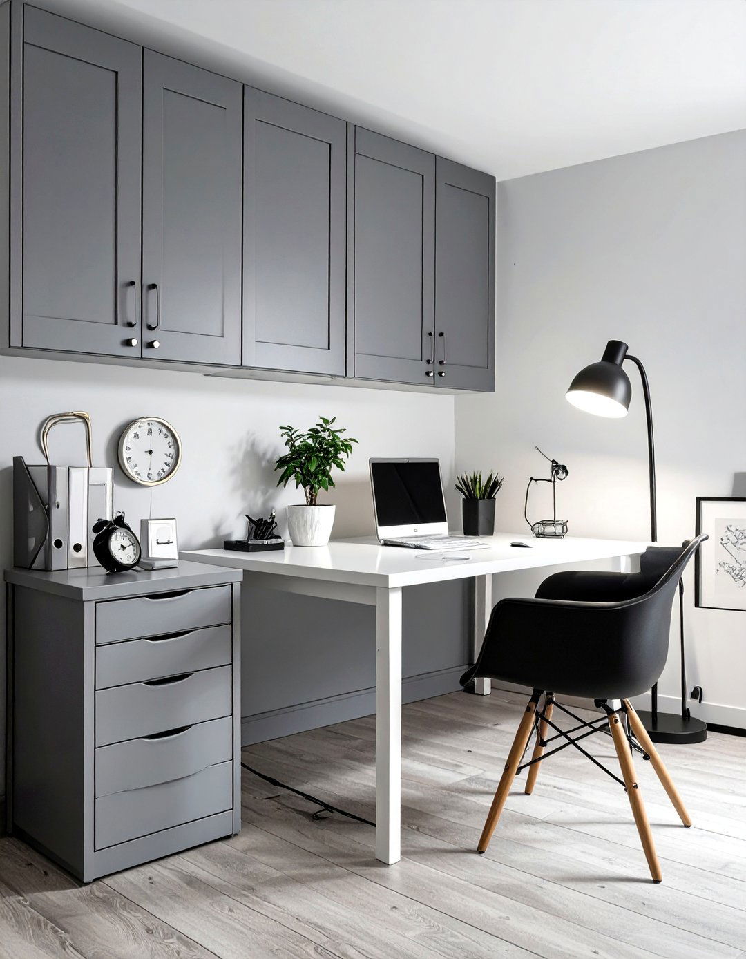 The Minimalist Monochrome Small Office - 30 modern office design ideas for small spaces