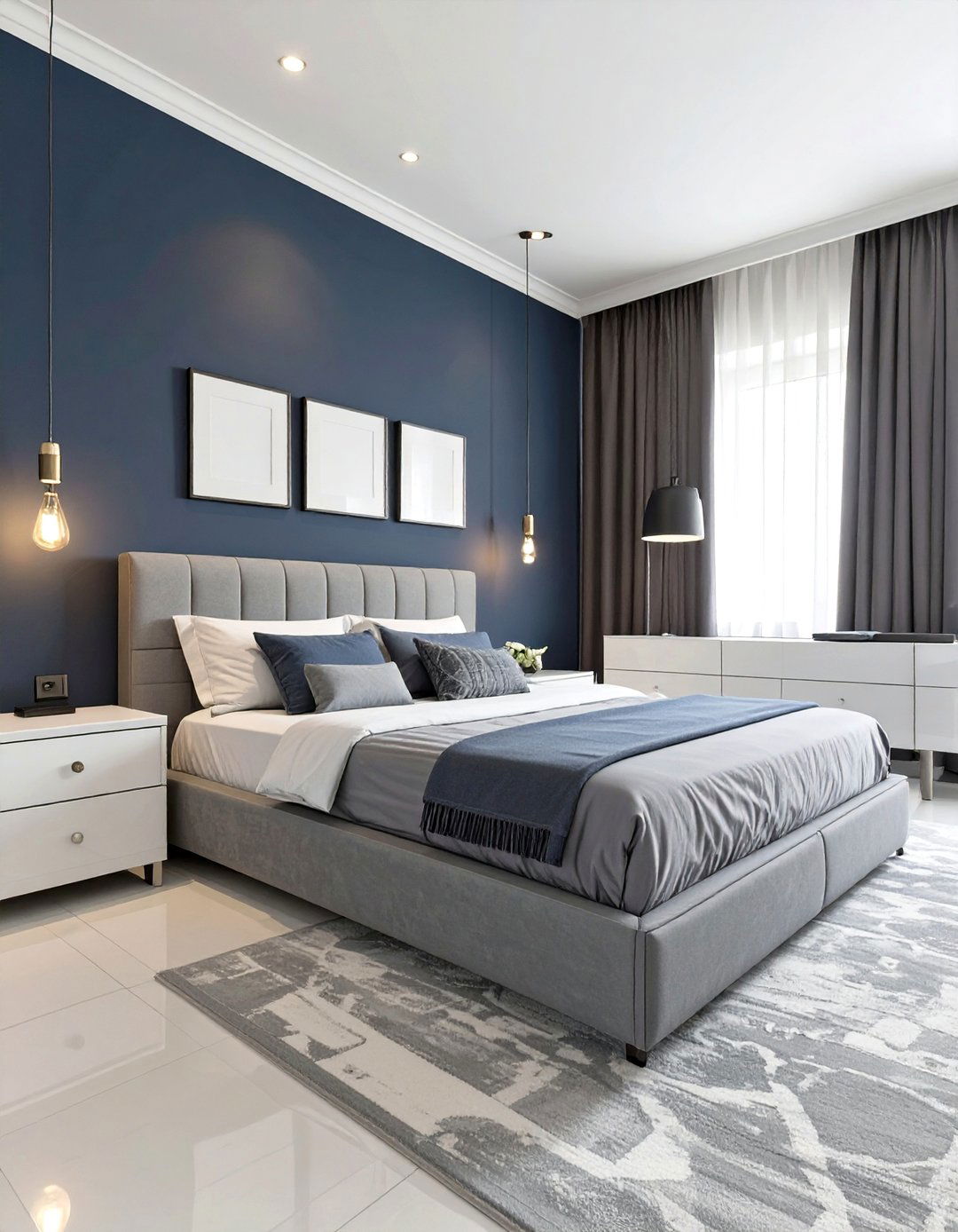 The Minimalist Navy and Grey Bedroom - 30 navy blue and grey bedroom ideas