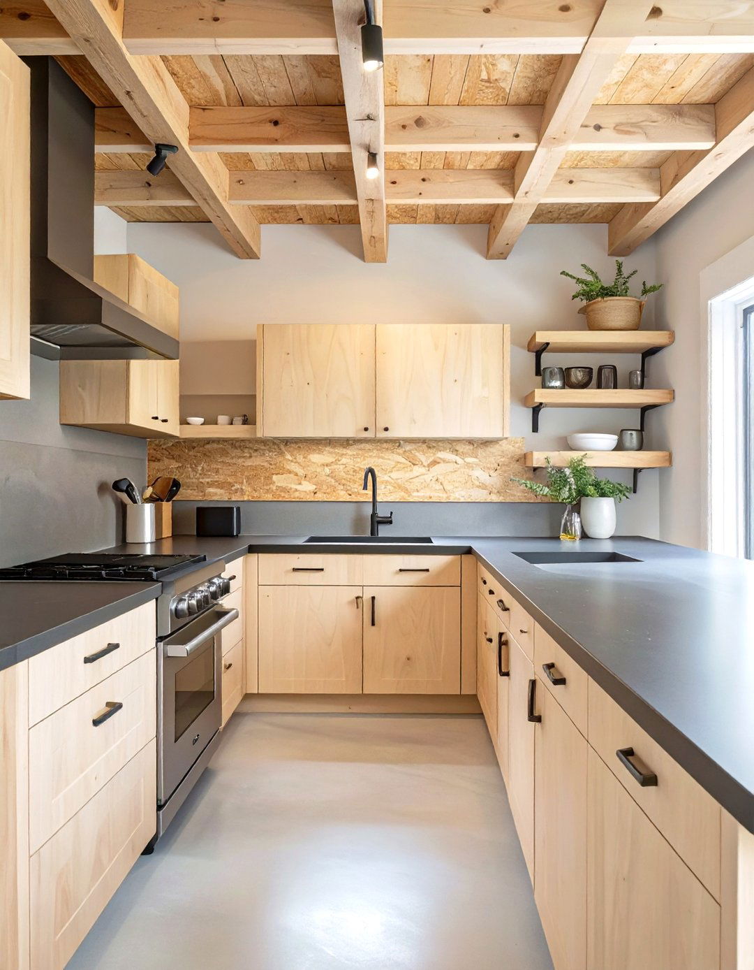 The Minimalist Plywood Garage Kitchen - 30 garage kitchen ideas