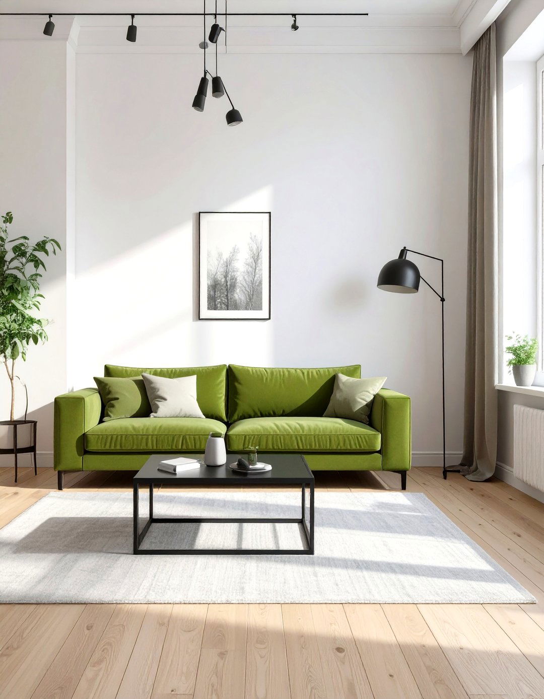 The Minimalist Sanctuary with an Olive Green Sofa - 30 olive green sofa living room ideas