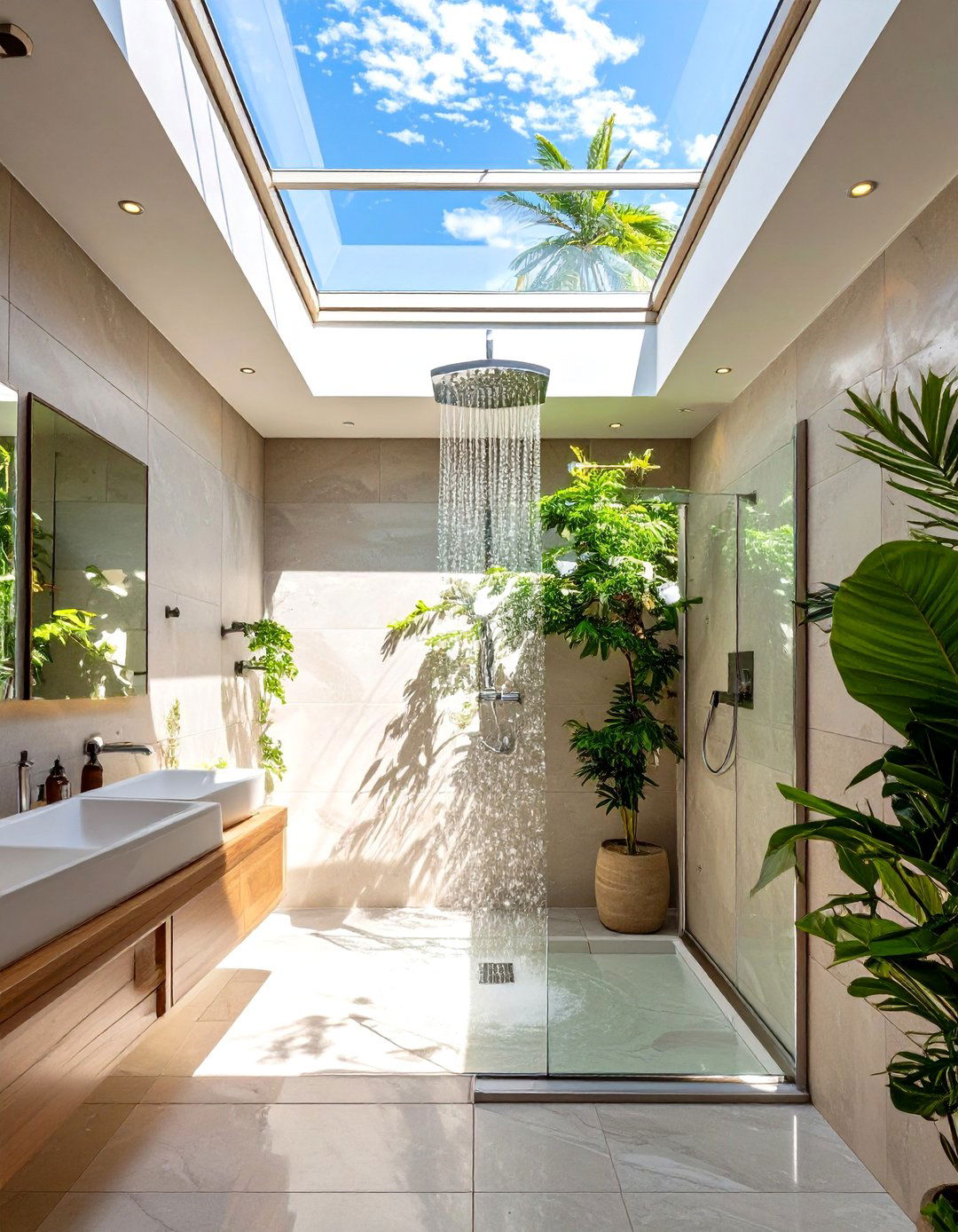 The Minimalist Skylight Shower - 30 bathroom shower designs