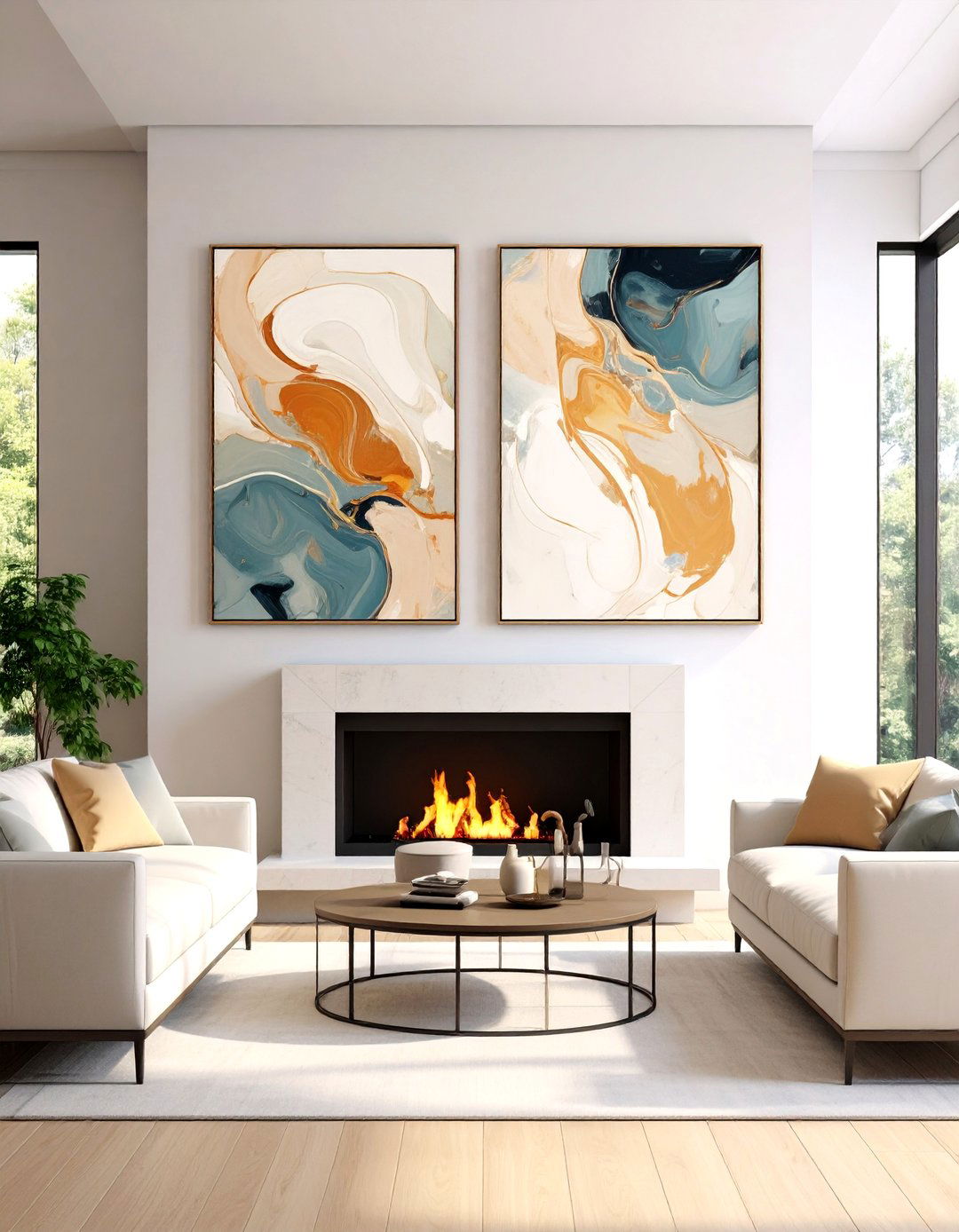 The Minimalist Two Piece Gallery Wall - 30 living room gallery wall ideas