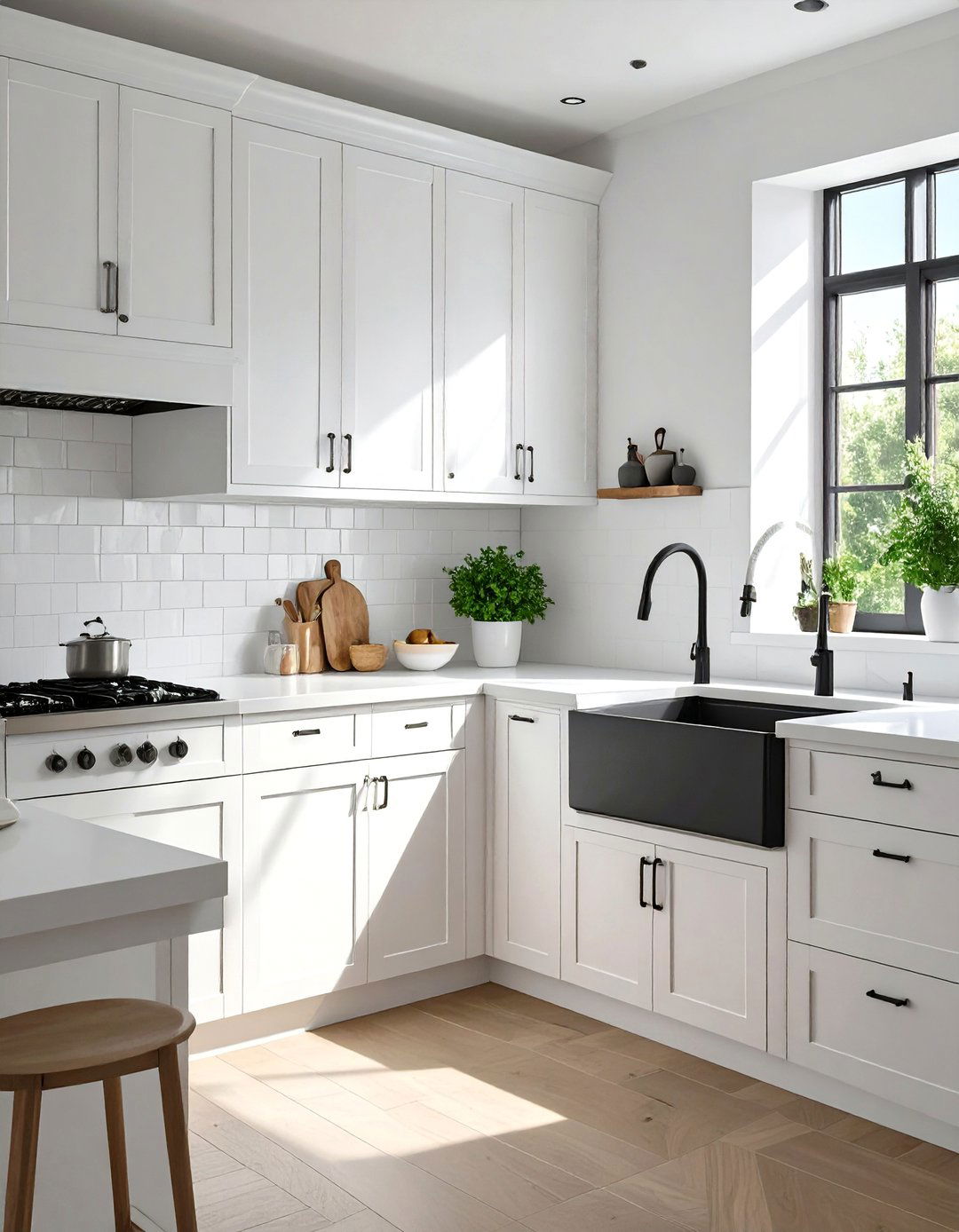 The Minimalist White Kitchen with Black Accents - 30 black and white kitchen ideas