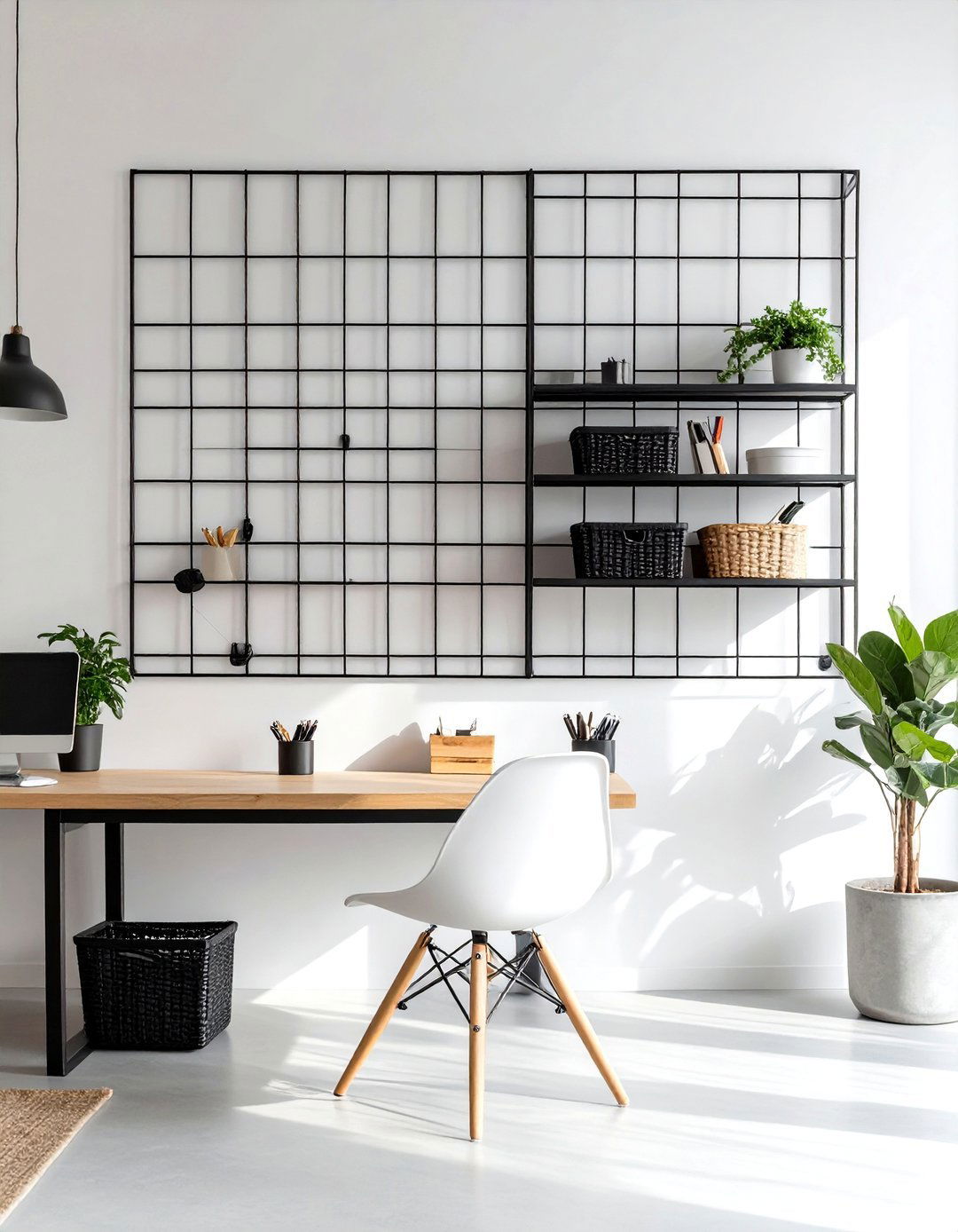 The Minimalist Wire Grid - 30 office shelving ideas