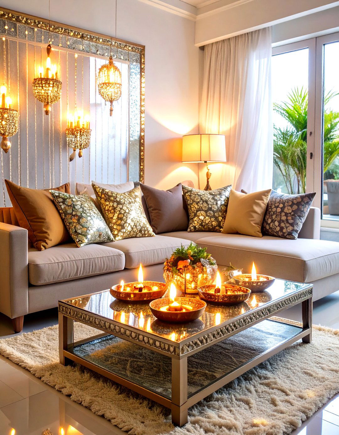The Mirror Work Sparkle - 30 diwali decoration ideas for living room