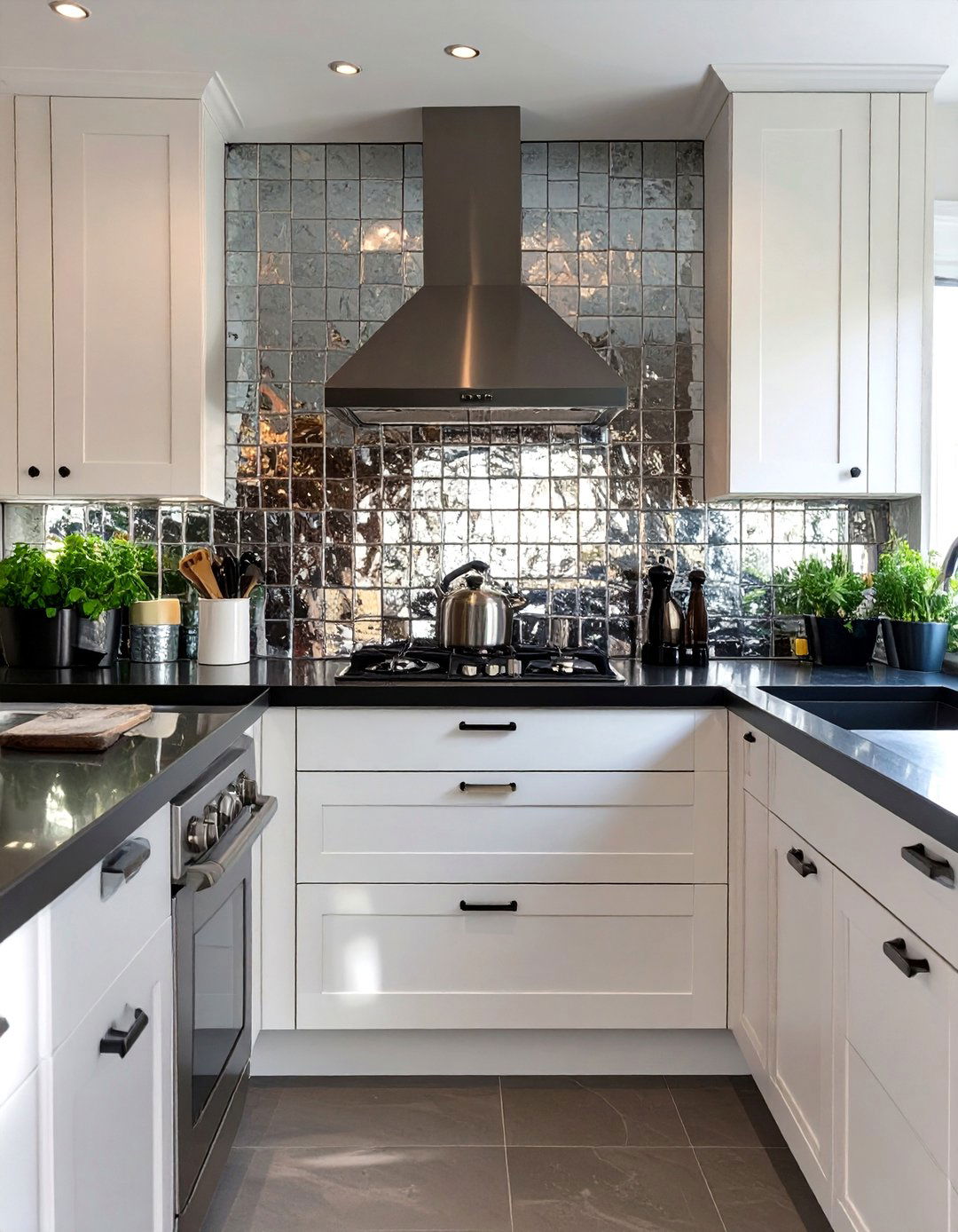 The Mirrored Backsplash Kitchen - 30 apartment kitchen ideas