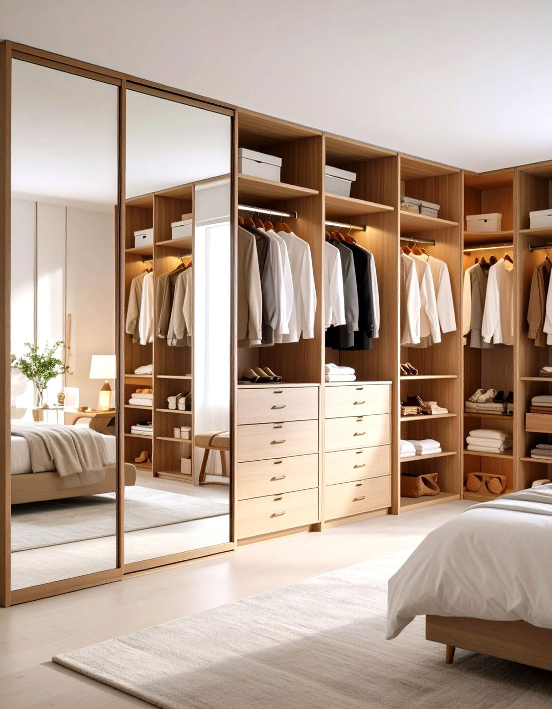 The Mirrored Door Built In - 30 diy closet organizer ideas