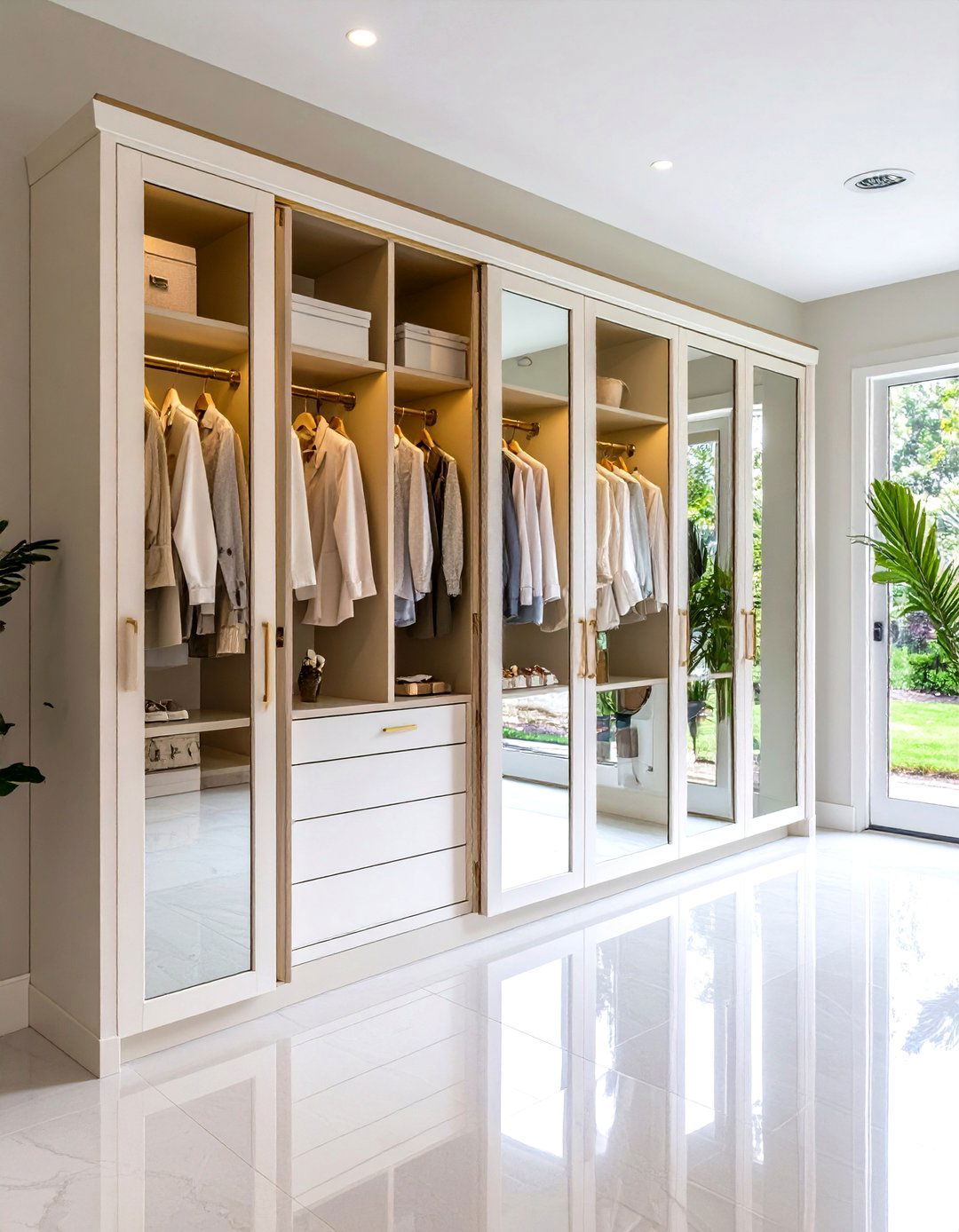 The Mirrored Door Entryway Closet - 30 entryway closet ideas
