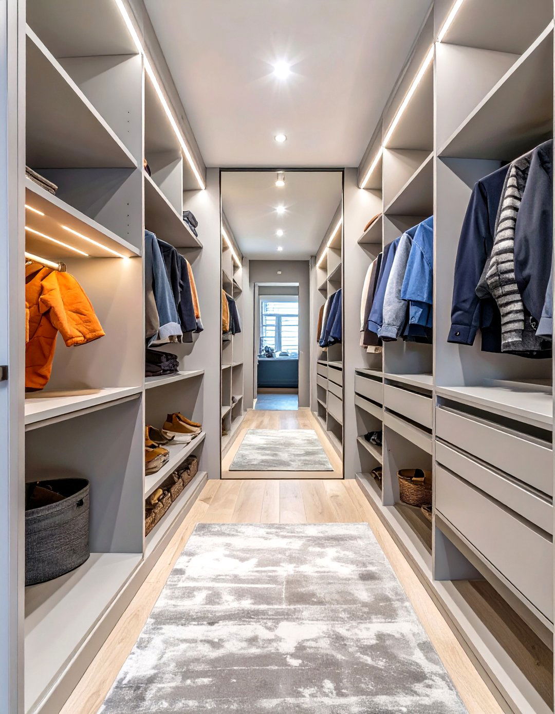 The Mirrored End Wall Closet - 30 narrow walk in closet ideas