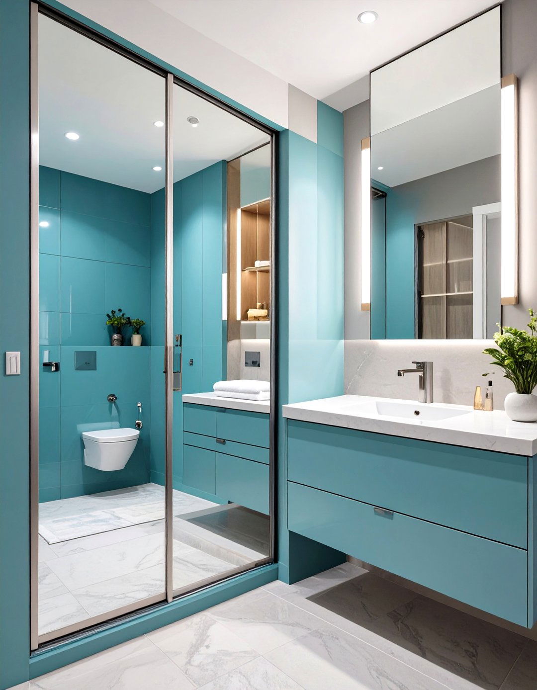 The Mirrored Illusion Bathroom Closet - 30 bathroom closet ideas