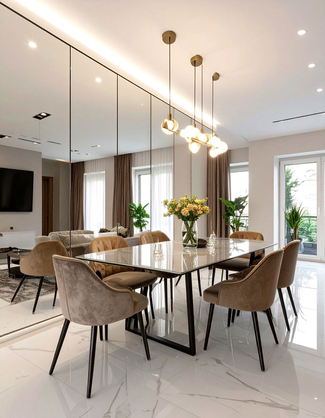 The Mirrored Wall Dining Room Illusion - 30 apartment dining room ideas