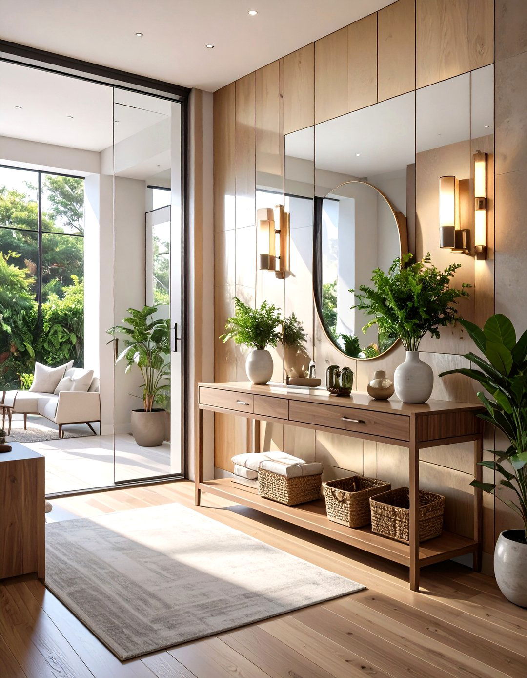 The Mirrored Wall Entryway - 30 how to design a stylish entryway ideas