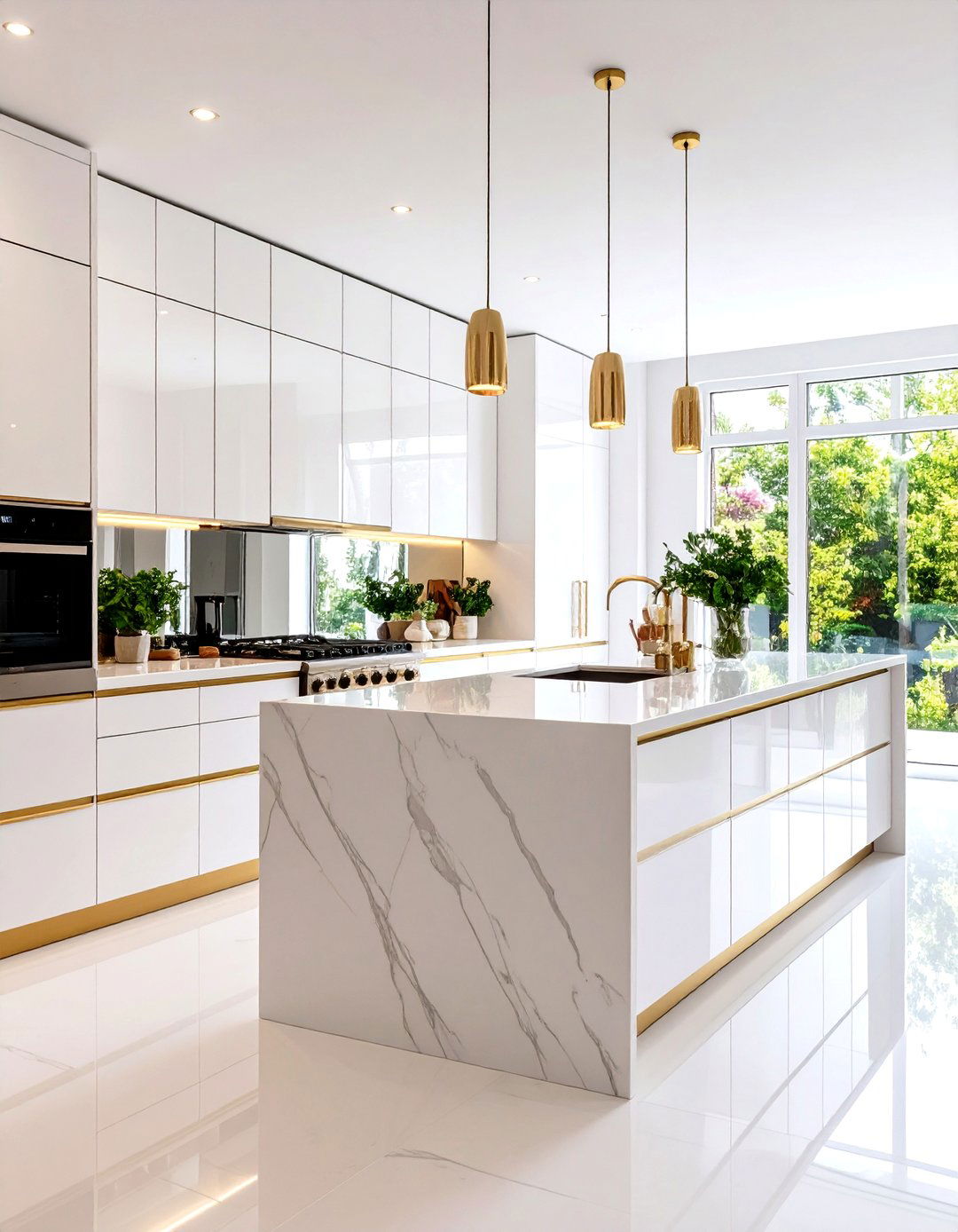 The Mirrored Wall Galley Kitchen
