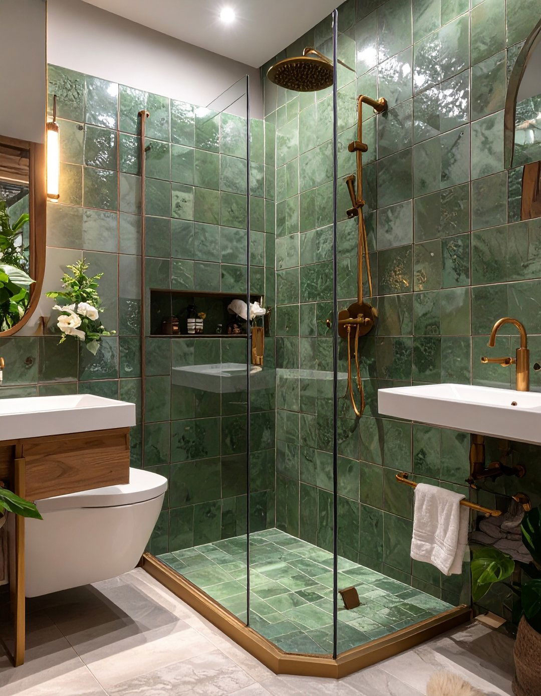 The Mirrored Wall Illusion - 30 modern small bathroom walk in shower ideas