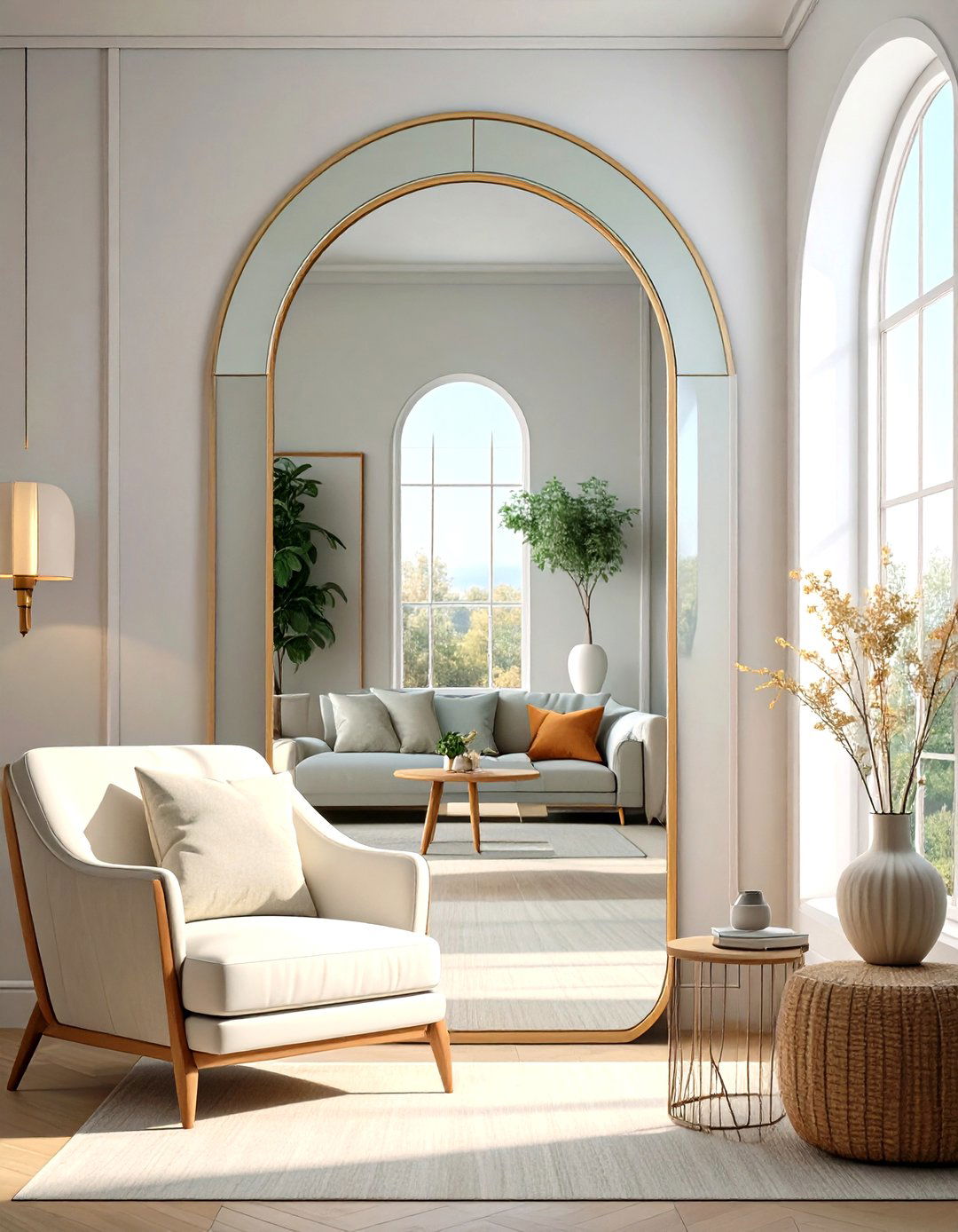The Mirrored Wall Illusion - 30 sitting room decor ideas