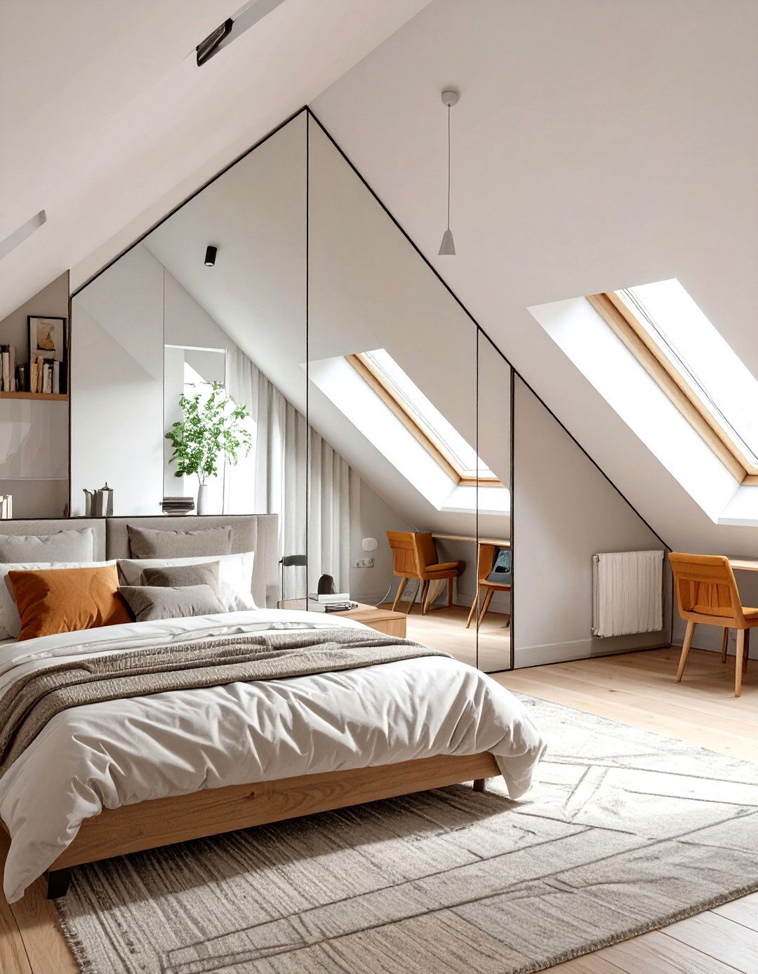 The Mirrored Wall Illusion Bedroom - 30 low sloped ceiling bedroom ideas