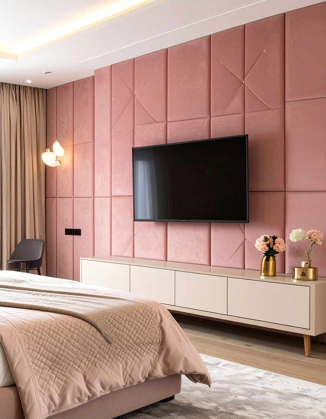The Mirrored Wall Illusion for a Small Bedroom - 30 master bedroom tv wall ideas