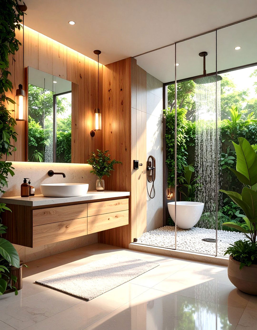 The Mirrored Wall Shower Room - 30 limited space tiny shower room designs